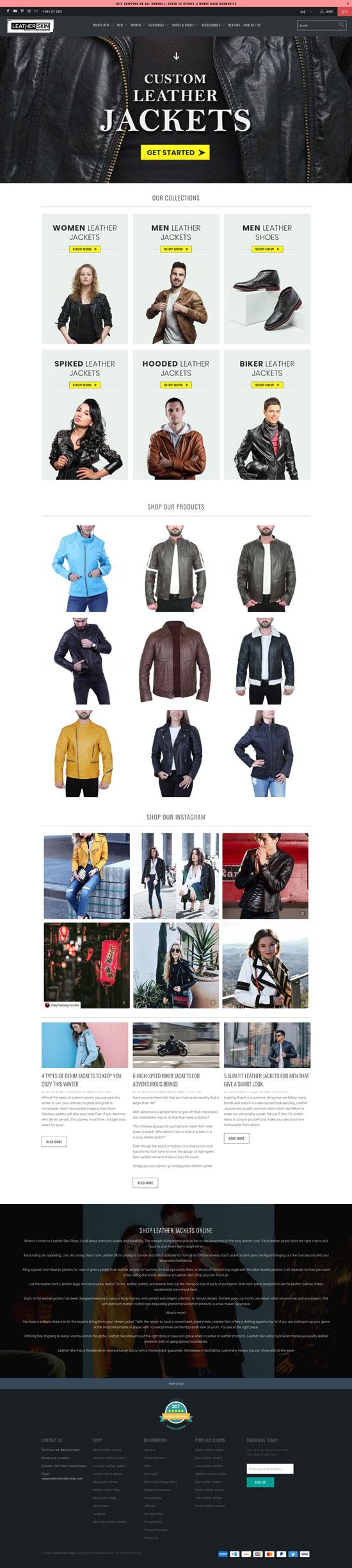 leather jackets website design